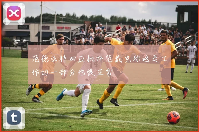 范德法特回应批评范戴克称这是工作的一部分也很正常